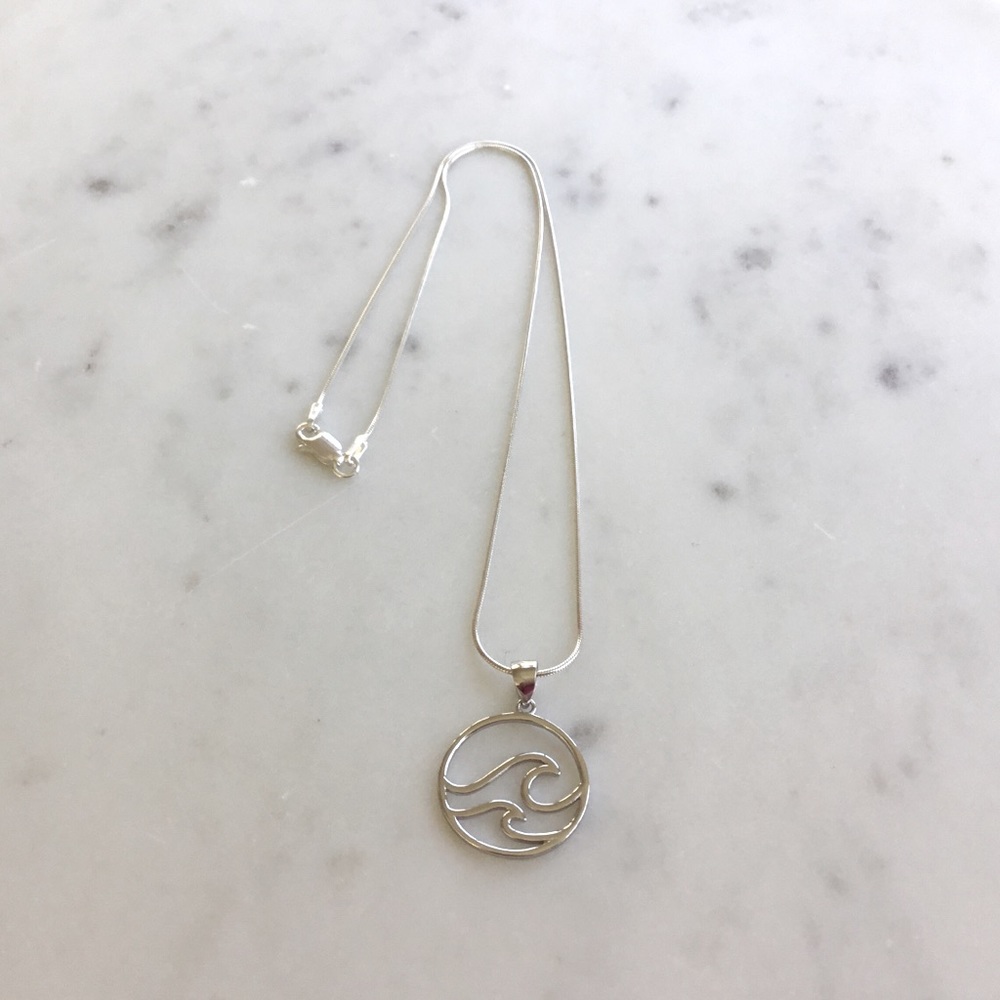 Sterling Silver Wave Necklace - Picture 2 of 12